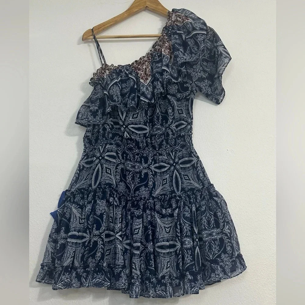 Misa Los Angeles KLEID EZRI One-Shoulder Floral Tiered Dress 100% Viscose - Picture 7 of 15